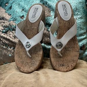 Michael Kors white wedge sandals